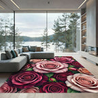 Bold Crimson Pink Rose Garden Rug