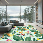 Whimsical Fox Floral Leafy Jungle Rug