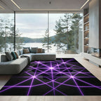 Electric Violet Geometric Laser Grid Rug