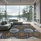 Elaborate Hexagonal Floral Medallion Rug