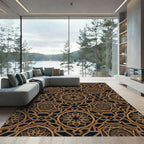 Gold Geometric Octagon Dark Luxury Rug