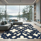 Deep Navy Quatrefoil Lattice Rug