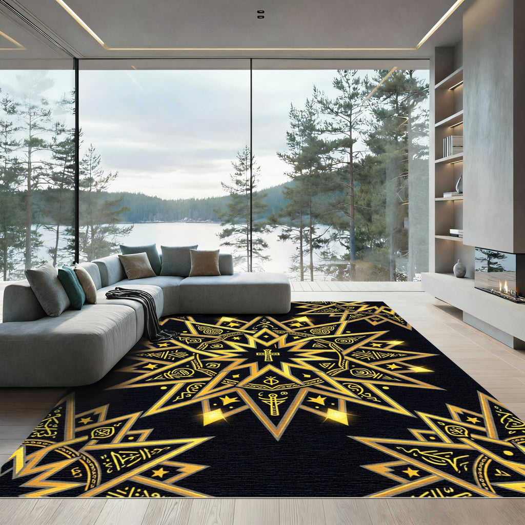 Gilded Celestial Cross Star Medallion Rug