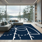 Minimalist Navy Geometric Circular Abstract Rug