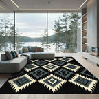 Monochromatic Geometric Diamond Boho Rug