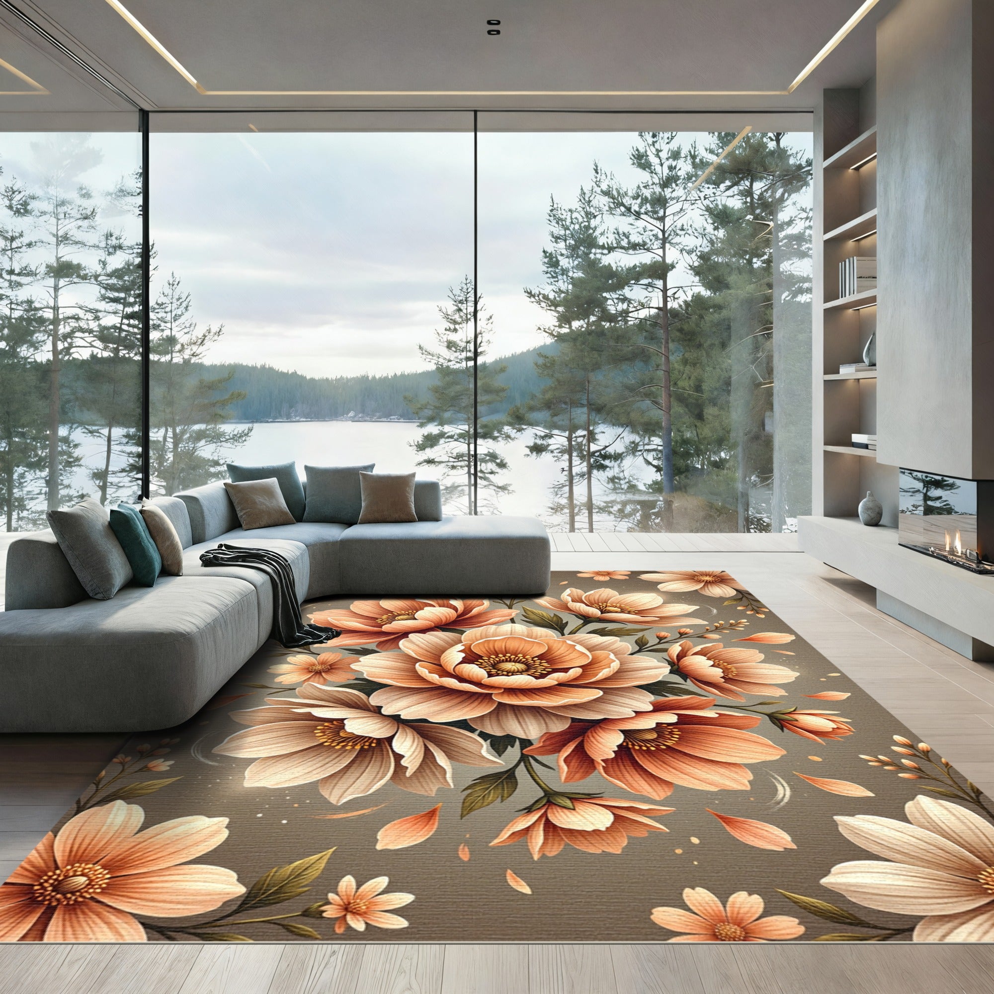 Peach Blossom Garden Arrangement Rug