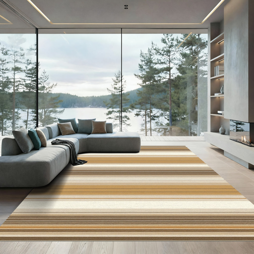 Earthy Striped Gradient Composition Rug