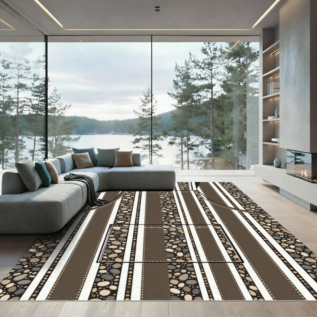 Striped Pebble Mosaic Brown Rug