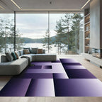 Modern Deep Purple Gradient Geometric Block Rug