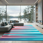 Vibrant Sunset Horizon Abstract Stripe Rug