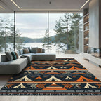 Burnt Orange and Charcoal Geometric Teepee Rug