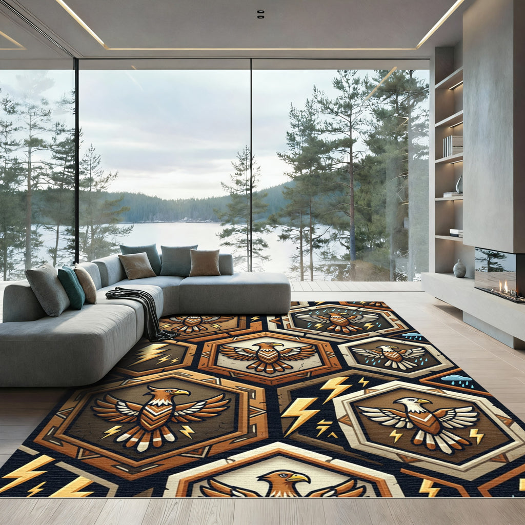 Golden Eagle Geometric Hexagon Lightning Earthy Rug