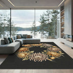 Golden Chrysanthemum Floral Harvest Wreath Rug