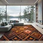 Earthy Geometric Lattice Diamond Amber Rug