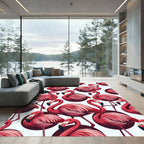 Vibrant Pink Flamingo Flock Pattern Rug