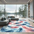 Watercolor Blue and Pink Feather Array Rug