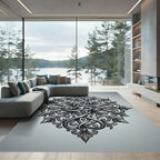 Silver Iron Filigree Interlocking Scrolls Rug