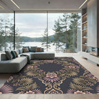 Dusty Rose Floral Scrollwork Oval Rug