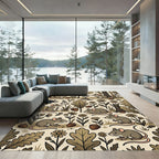 Whimsical Woodland Mouse and Acorn Illustration Rug