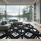 Modern Black and White Geometric Lattice Rug