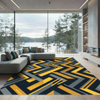 Modern Yellow and Gray Geometric Zigzag Rug