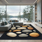 Smooth Pebble Arrangement Cream Brown Grey Rug