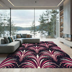 Art Deco Pink Fan Plume Wallpaper Rug
