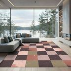 Terracotta Brown Subtle Splatter Check Rug