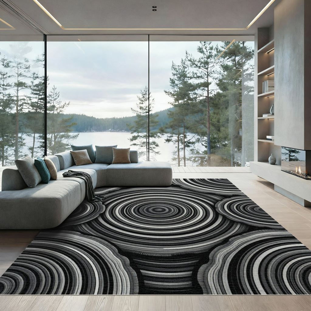 Monochromatic Circular Agate Slices Rug