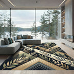 Geometric Forest Woodland Botanical Beige Rug