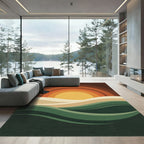 Retro Sunset Earthy Wave Landscape Rug