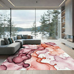 Crimson Rose Fluid Marble Swirl Rug