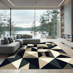 Modern Monochrome Geometric Triangle Block Rug