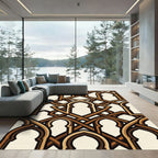 Ornate Gold Arch Lattice Rug