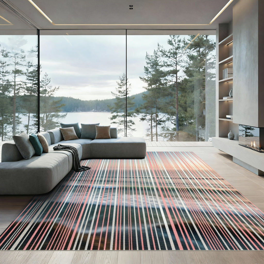Soft Peach Vertical Stripe Horizon Rug