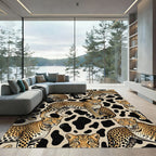 Golden Leopard Black Spotty Jungle Rug