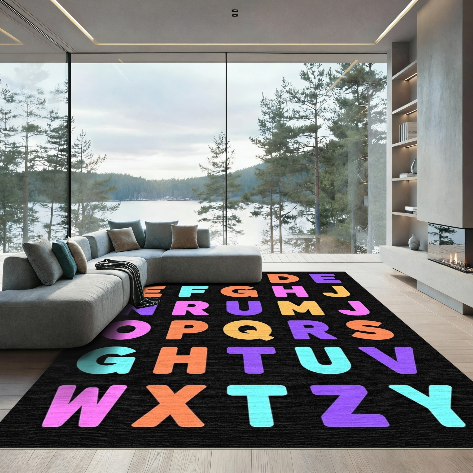 Playful Alphabet Multi Color Block Rug