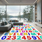 Colorful Block Alphabet Composition Rug