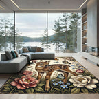 Whimsical Fawn and Butterfly Garden Rug