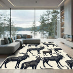 Elegant Black Antelope Wildlife Illustration Rug