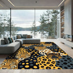 Bold Jaguar Spots Abstract Collage Rug