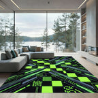Neon Cyber Grid Digital Square Art Rug