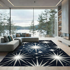 White Radiant Stars Dark Sky Rug