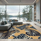 Elegant Leopard Spotted Animal Gold Rug