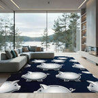 Minimalist Silver Piggy Bank Grid Rug