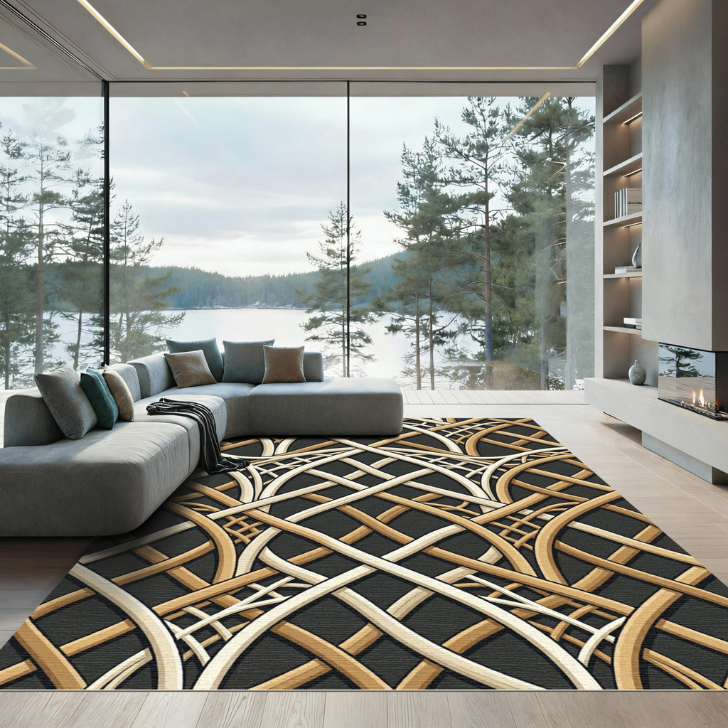 Warm Gold Interlaced Archway Rug