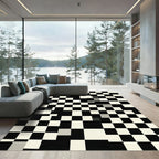 Checkerboard Black Cream Squares Rug