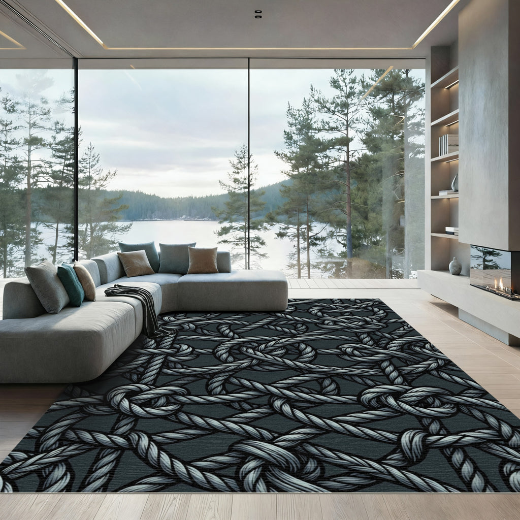 Gray Intertwined Rope Knots Rug