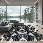 Tri-Color Border Collie Portrait Repeating Rug