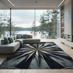 Metallic Industrial Starburst Steel Geometric Rug